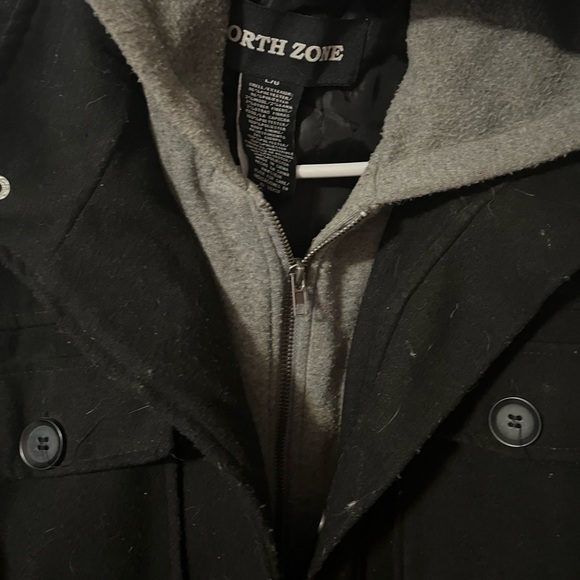 Mens Large Black & Grey Jacket with Hood - Picture 3 of 16